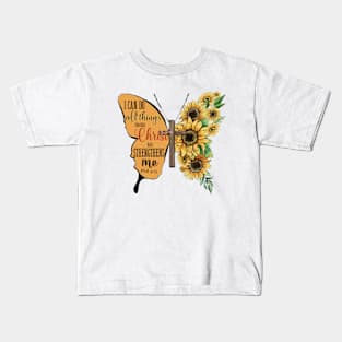 I Can Do All Things Through Christ Who Strengthens Me, Sunflower, Faith Kids T-Shirt